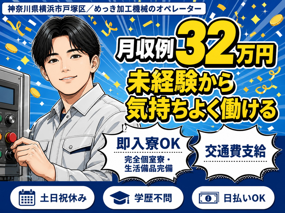 ＜神奈川県×寮付き求人＞時給1300円～！工場内での製造スタッフ！