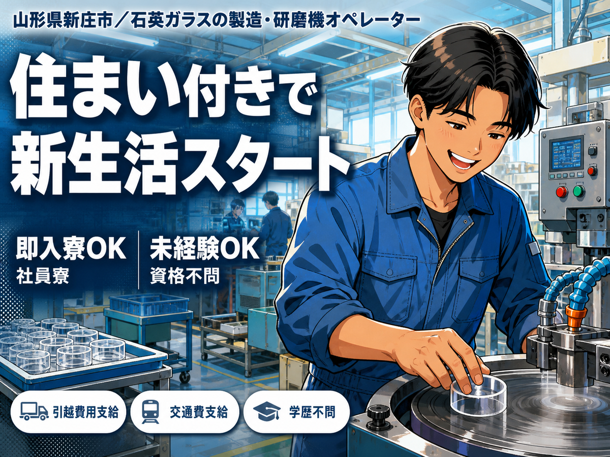 ＜山形県×住み込み求人＞マシンオペレータ・製品検査＜製造スタッフ大募集＞